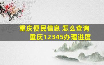 重庆便民信息 怎么查询重庆12345办理进度